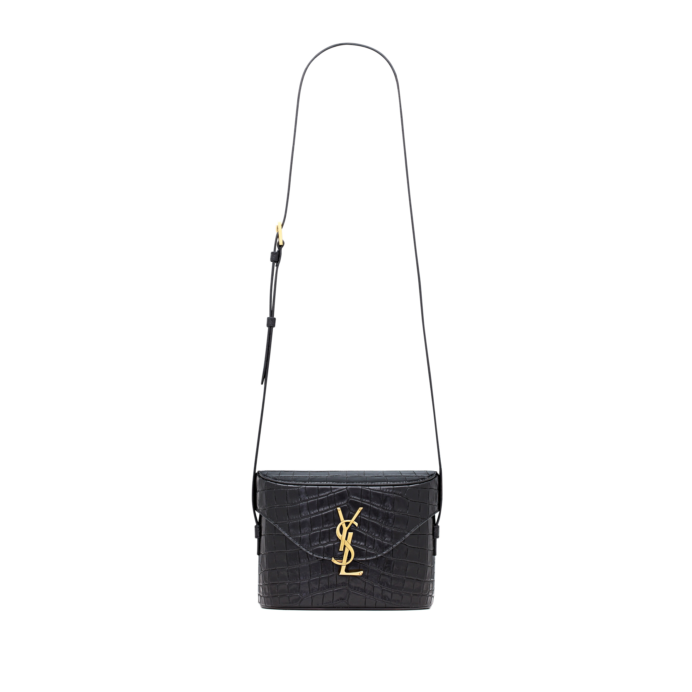 YSL JUNE BOX BAG IN CROCODILE-EMBOSSED LEATHER 728606AAAOH1000 (19*15*8cm)